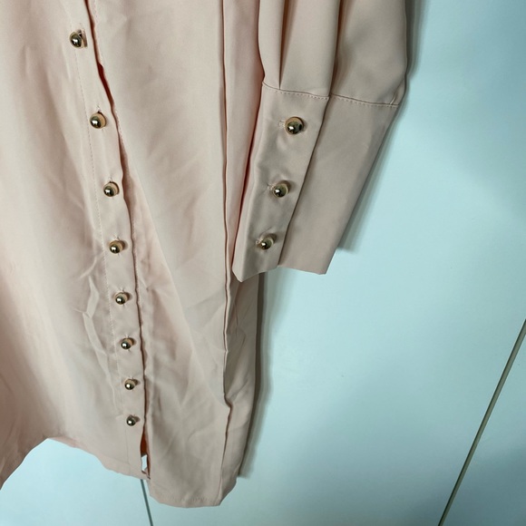 Pink Midi Dress with gold button detail - Picture 4 of 4